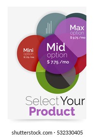 Business flyer circle abstract background with options, select your product concept
