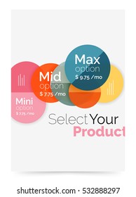 Business flyer circle abstract background with options, select your product concept