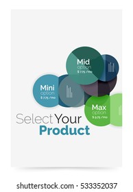 Business flyer circle abstract background with options, select your product concept