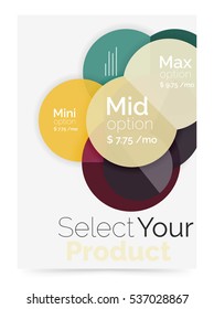 Business flyer circle abstract background with options, select your product concept