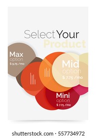 Business flyer circle abstract background with options, select your product concept