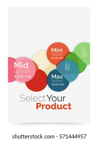 Business flyer circle abstract background with options, select your product concept