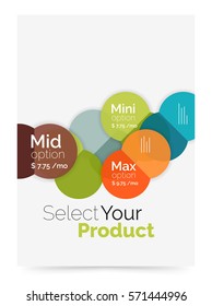 Business flyer circle abstract background with options, select your product concept