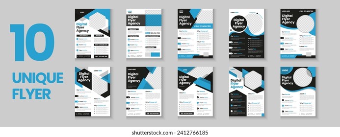 Business flyer collection, corporate poster, flyer bundle, flyer brochure design, annual report, proposal, leaflet, company profile, digital marketing poster and a4 layout with mockup