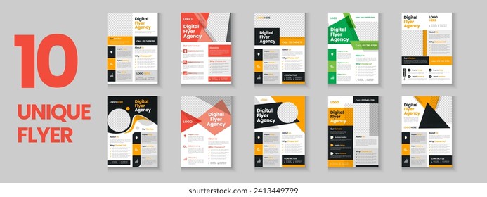 Business flyer collection, corporate poster, flyer bundle, flyer brochure design, annual report, proposal, leaflet, company profile, digital marketing poster and a4 layout with mockup