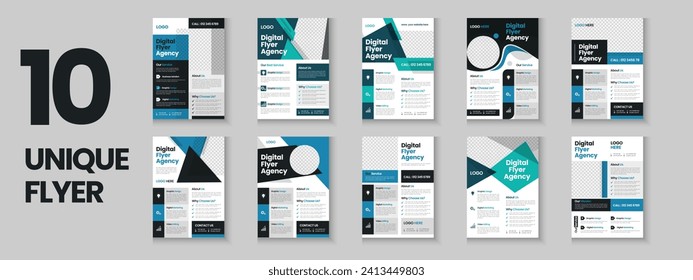 Business flyer collection, corporate poster, flyer bundle, flyer brochure design, annual report, proposal, leaflet, company profile, digital marketing poster and a4 layout with mockup
