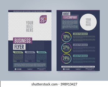 Business flyer. Corporate presentation brochure. Vector annual report page set. Company banner design layout with editable text and place for identity logo or image illustration. Business flyer cover 