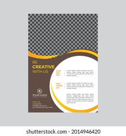 Business flyer corporate flyer template geometric shape poster design brochure orange abstract magazine background space for photo in A4 size