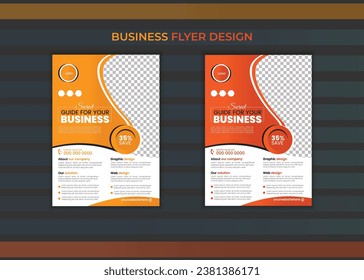 Business Flyer Corporate Flyer Template vector illustration template in A4 size modern orange Graphic design layout with round graphic elements  8.27x11.69, a4 size, business flyer, clean, company.