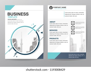 Business Flyer or Cover Design with city in blue circle Abstract background Design Template