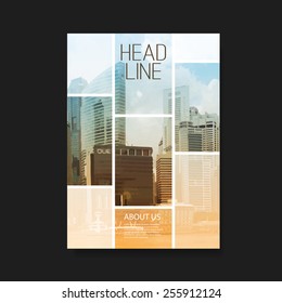 Business Flyer Or Cover Design With Skyscrapers - Corporate Identity Design Template
