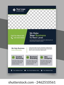 Business Flyer Design, Black And Green Colors, Modern And Professional Flyer Design, Corporate Flyer Design Template