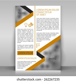 Business Flyer Design. Brochure Cover Or Article Template. Layout With Beige And Gray Flat Elements.