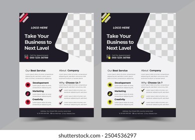 Business Flyer Design. A bundle of 2 templates of A4 flyer. Brochure, magazine or flier mockup in bright colors. perfect for creative professional business. vector template