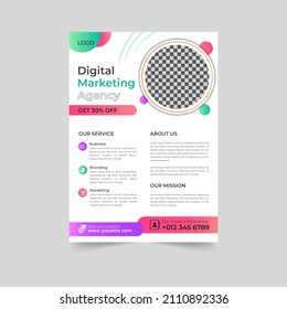Business flyer design corporate flyer template geometric shape poster design brochure gradient abstract magazine background space for photo in A5 size