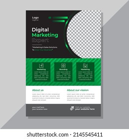 Business flyer design corporate flyer template geometric shape poster design brochure gradient abstract magazine background space for photo in A5 size