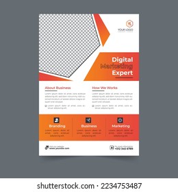 Business flyer design corporate flyer template geometric shape poster design brochure gradient abstract magazine background space for photo