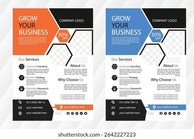 Business Flyer Design Set. Layout Template,  invitation Card, presentation, leaflet, Booklet, annual Report, cover brochure, exhibition 