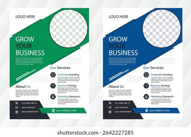 Business Flyer Design Set. Layout Template,  invitation Card, presentation, leaflet, Booklet, annual Report, cover brochure, exhibition 