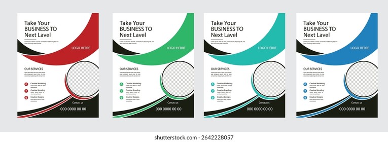 Business Flyer Design Set. Layout Template,  invitation Card, presentation, leaflet, Booklet, annual Report, cover brochure, exhibition 