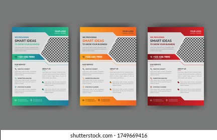 Business flyer design, business flyer size A4 template, creative leaflet, trend cover geometric. set of business flyer design with abstract concept and minimalist layout.