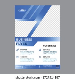 Business flyer design template in A 4. Vector illustration business magazine poster portfolio presentation and abstract blue & white shape.