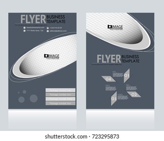 Business flyer design template. Abstract vector background. A4 brochure concept. Grey color.