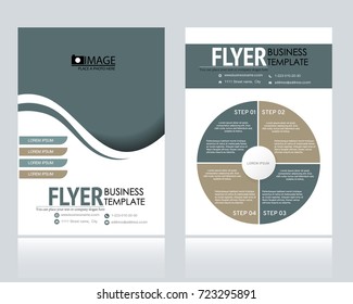 Business flyer design template. Abstract vector background. A4 brochure concept. Brown and green color.