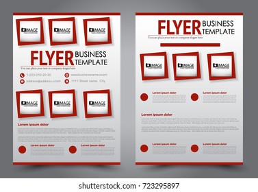 Business flyer design template. Abstract vector background. A4 brochure concept. Red color.