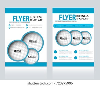 Business flyer design template. Abstract vector background. A4 brochure concept. Blue color.