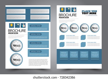 Business flyer design template. Abstract vector background. A4 brochure concept. Blue color.