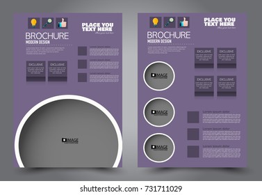 Business flyer design template. Abstract vector background. A4 brochure concept. Purple color.