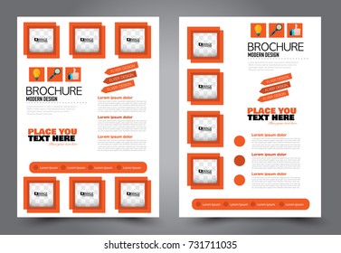Business flyer design template. Abstract vector background. A4 brochure concept. Orange color.