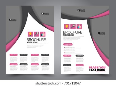 Business flyer design template. Abstract vector background. A4 brochure concept. Pink color.