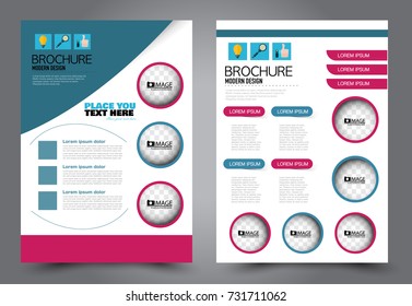 Business flyer design template. Abstract vector background. A4 brochure concept. Blue and red color.