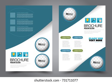 Business flyer design template. Abstract vector background. A4 brochure concept. Blue color.