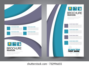 Business flyer design template. Abstract vector background. A4 brochure concept. Blue and purple color.