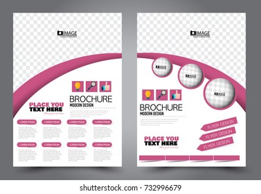 Business flyer design template. Abstract vector background. A4 brochure concept. Pink color.