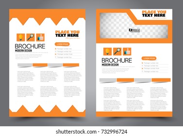 Business flyer design template. Abstract vector background. A4 brochure concept. Orange color.