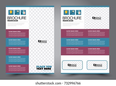 Business flyer design template. Abstract vector background. A4 brochure concept. Blue and purple color.