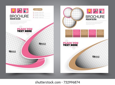 Business flyer design template. Abstract vector background. A4 brochure concept. Pink and brown color.