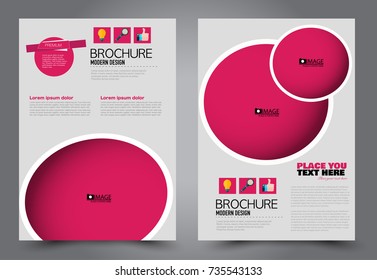 Business flyer design template. Abstract vector background. A4 brochure concept. Pink color.