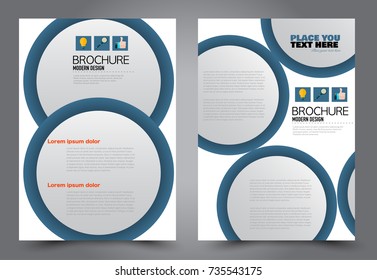 Business flyer design template. Abstract vector background. A4 brochure concept. Blue color.
