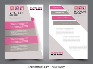 Business flyer design template. Abstract vector background. A4 brochure concept. Pink and brown color.
