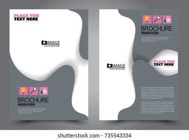 Business flyer design template. Abstract vector background. A4 brochure concept. Pink and grey color.