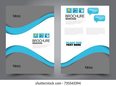 Business flyer design template. Abstract vector background. A4 brochure concept. Blue color.
