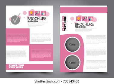 Business flyer design template. Abstract vector background. A4 brochure concept. Pink color.