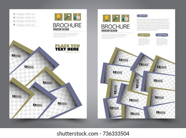 Business flyer design template. Abstract vector background. A4 brochure concept. Blue and green color.