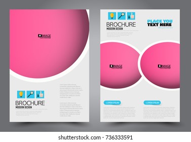 Business flyer design template. Abstract vector background. A4 brochure concept. Pink and blue color.