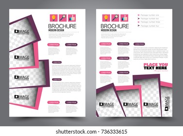 Business flyer design template. Abstract vector background. A4 brochure concept. Pink color.